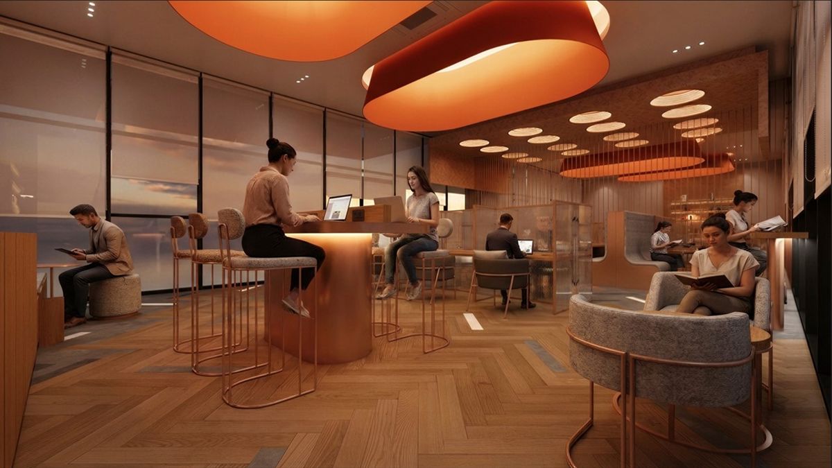 G’Vinton co-working lounge artist impression