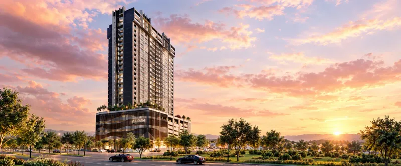 Alton Skyvillas building facade — Alton Skyvillas building facade artist impression from project listing