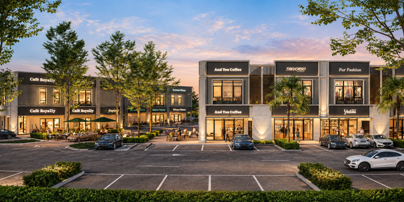 Aurea @ Eco Sun building facade — Aurea @ Eco Sun terrace-shoplot artist impression from the PropIn Project Library