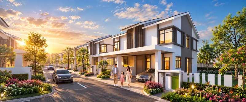 Begonia @ Balik Pulau building facade — Completed Begonia homes photographed in the July 2026 project material
