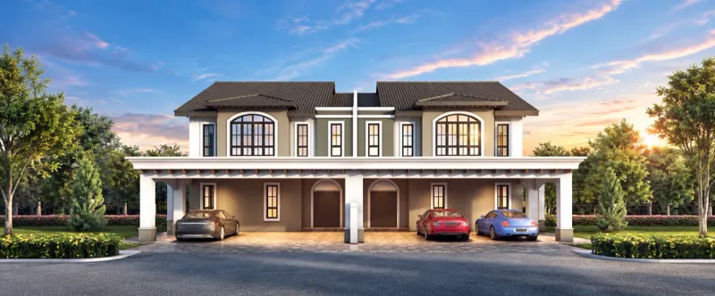 Casa Rica building facade — Casa Rica two-storey semi-detached facade artist impression