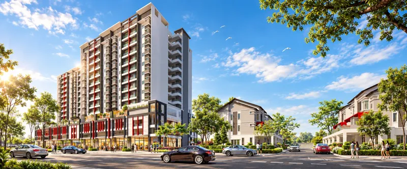 Marminton Homes @ Raja Uda building facade — Developer building-facade artist impression