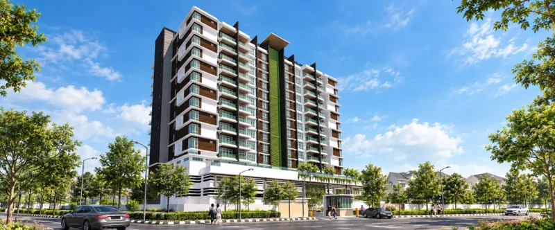 Paradigm Suites building facade — Building facade shown in the supplied or developer project material
