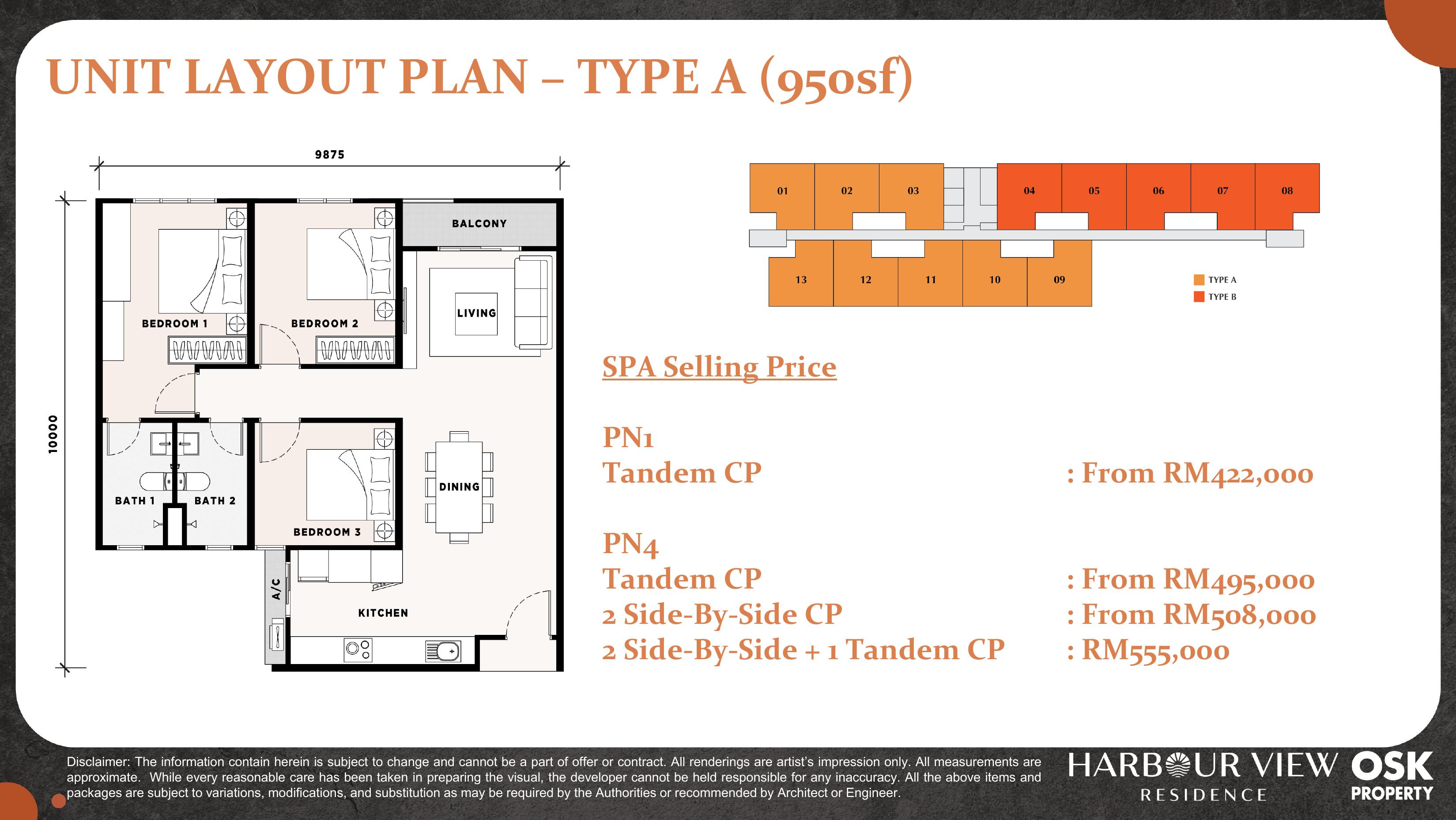 Harbour View Residences Type A floor plan