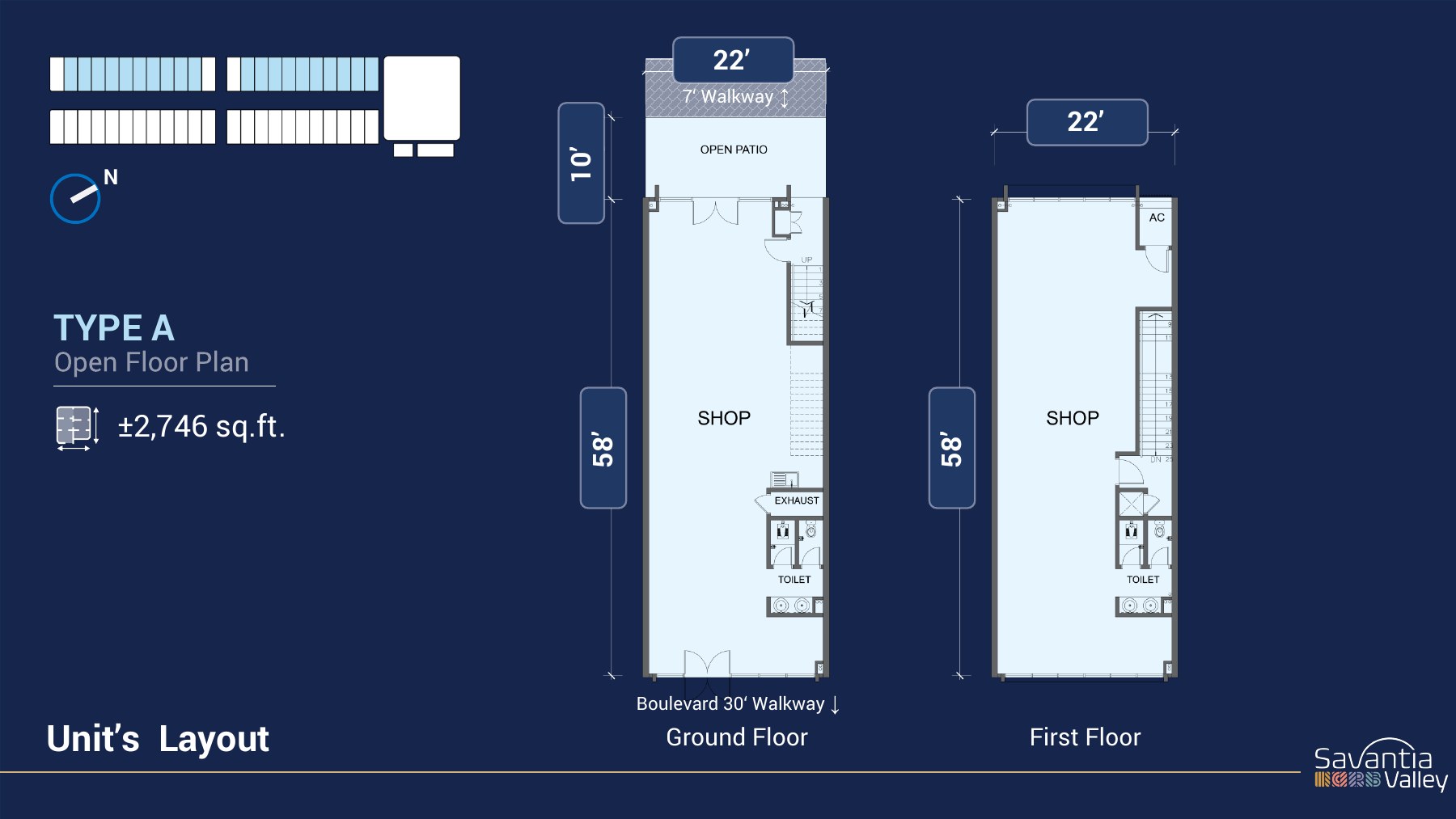 Wisdom Boulevard Type A two-storey shoplot floor plan