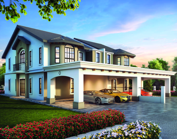 Casa Rica building facade — Casa Rica two-storey semi-detached facade artist impression