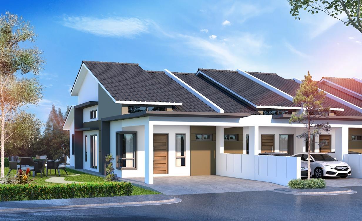 D’Aleena Phase 2 building facade — D’Aleena Phase 2 single-storey terrace facade artist impression