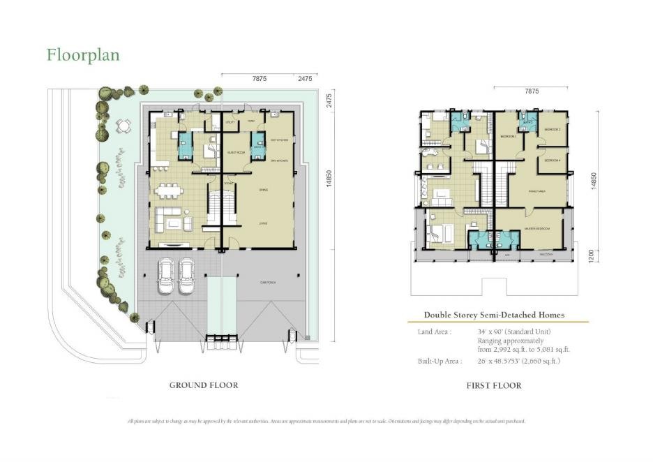 Garden Villa ground and first floor plan