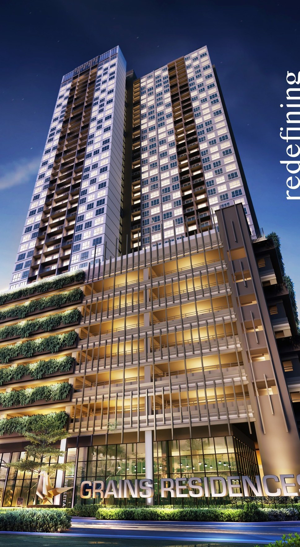 Grains Residences building facade — Building exterior or project masterplan from the supplied or official project material