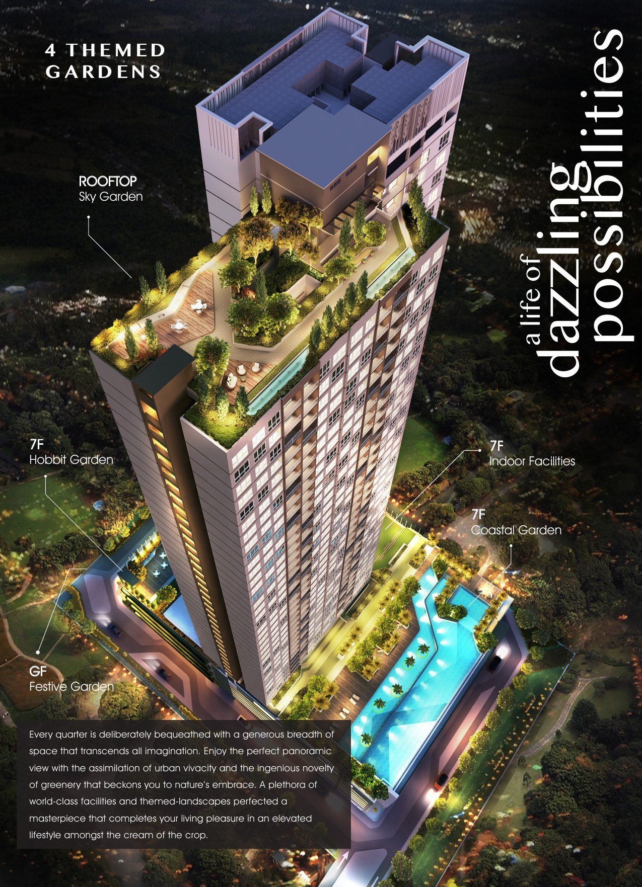 Grains Residences — Pool deck and elevated facilities
