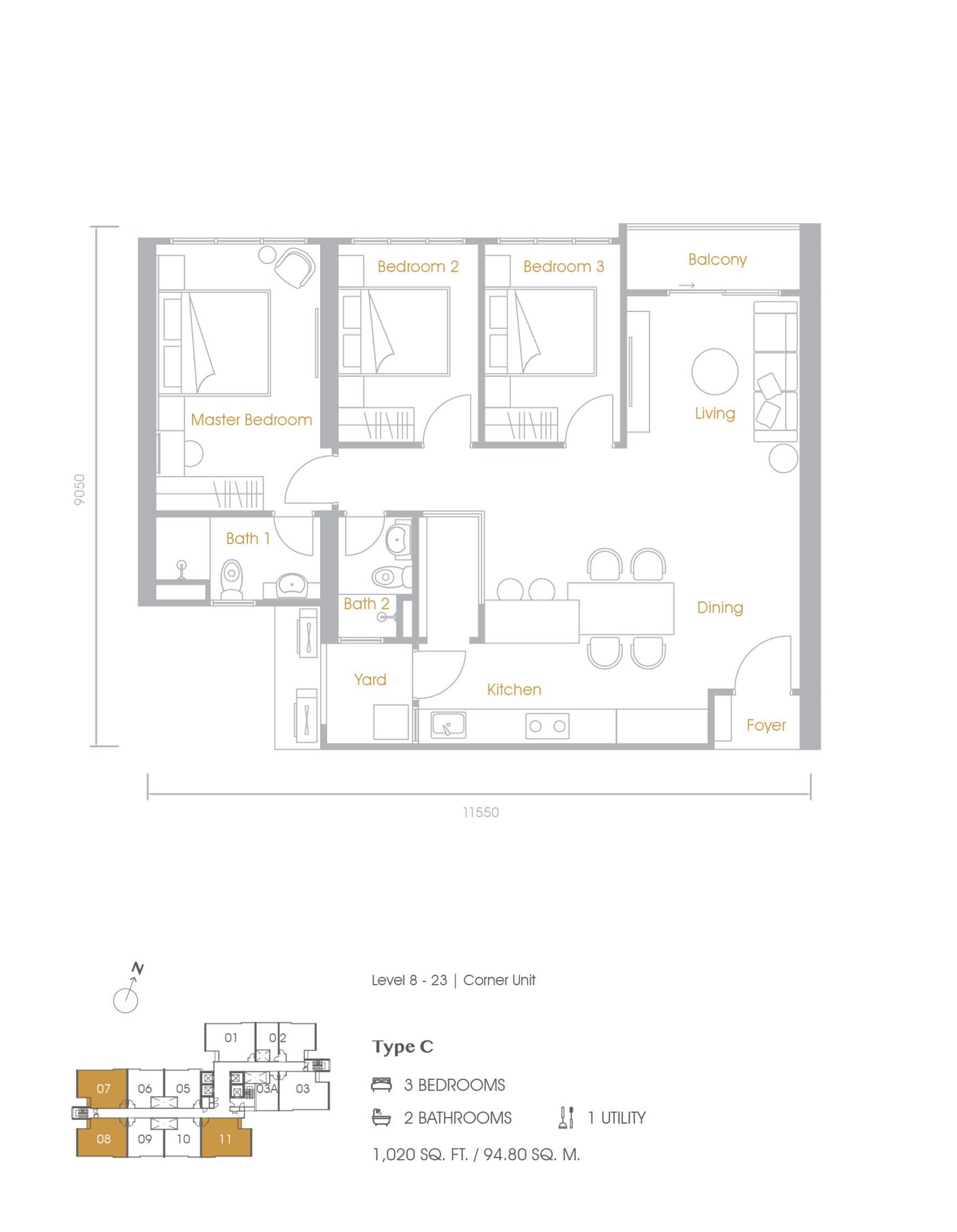 Grains Residences Type C floor plan