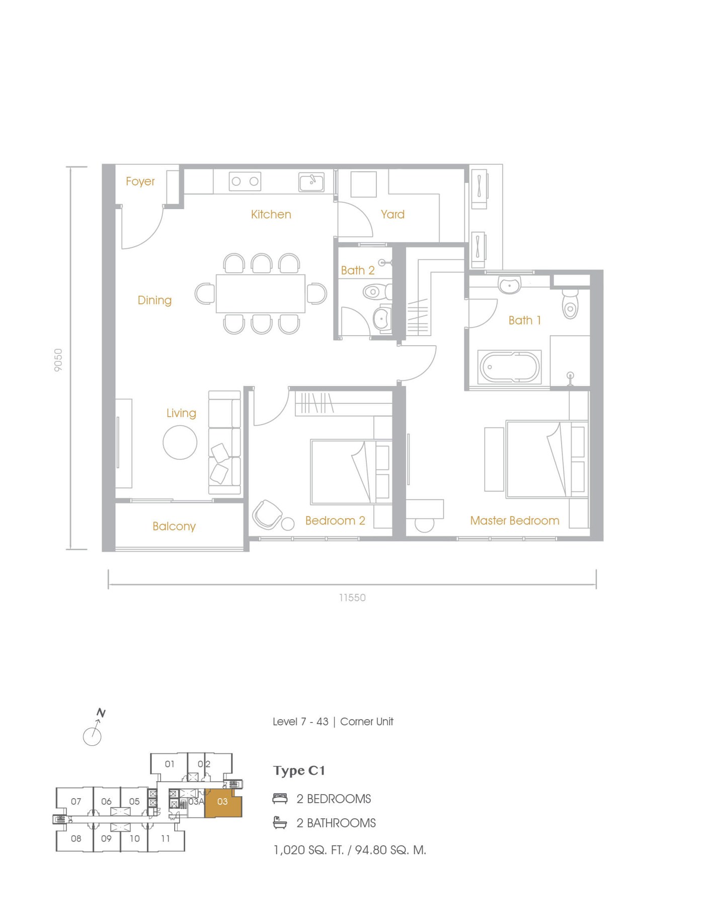 Grains Residences Type C1 floor plan