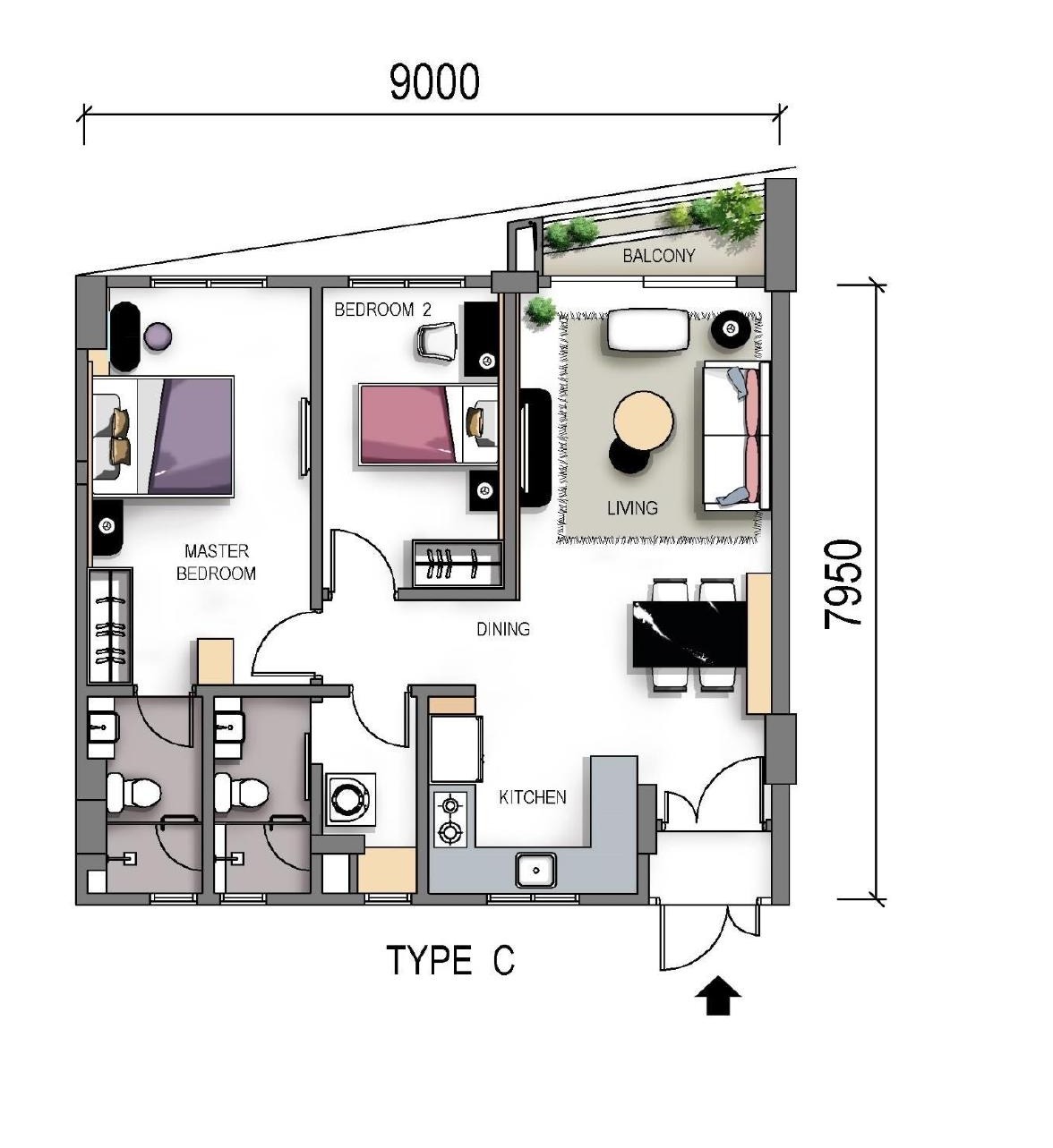 Green City Residences Type C floor plan
