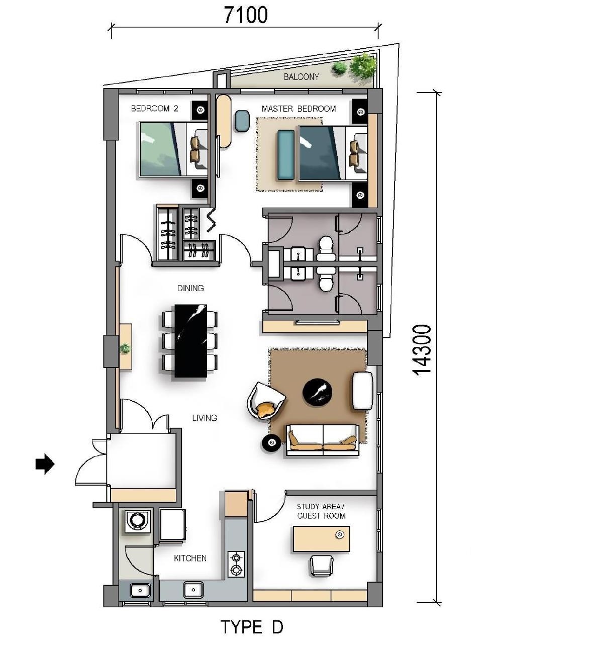 Green City Residences Type D floor plan