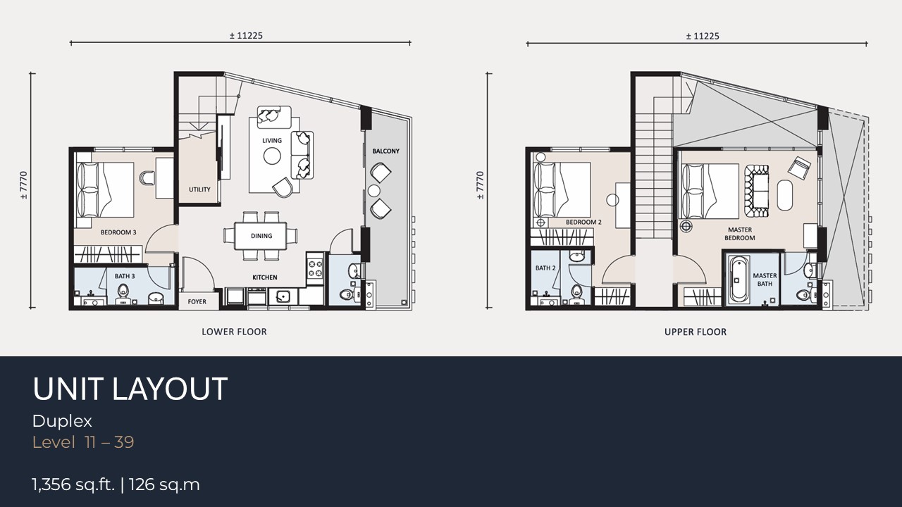 G’Vinton Duplex — 1,356 sq ft, 3 bedrooms floor plan