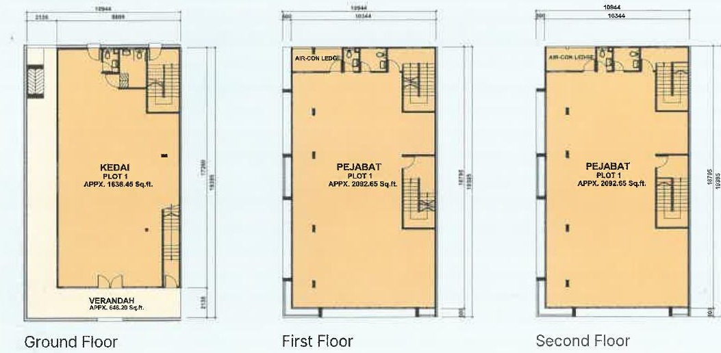 HI World City Three-storey corner floor plan