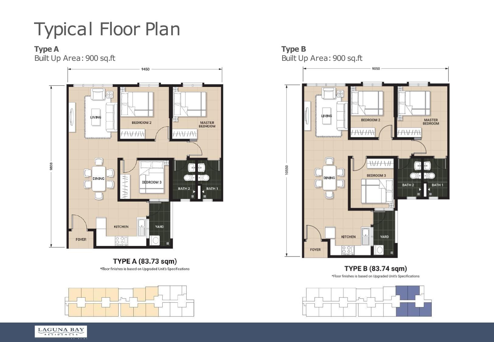 Laguna Bay Residences Type A and Type B floor plans