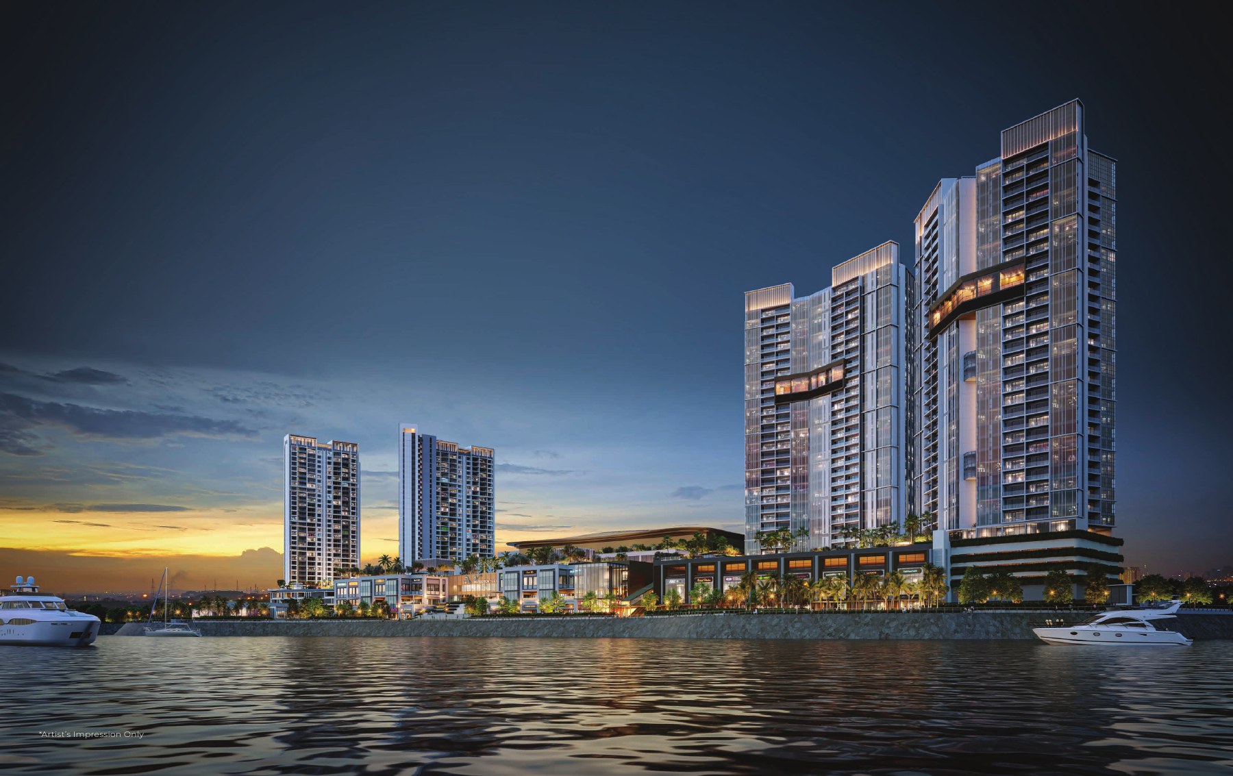 Lightwater Residences building facade — Lightwater Residences waterfront towers artist impression
