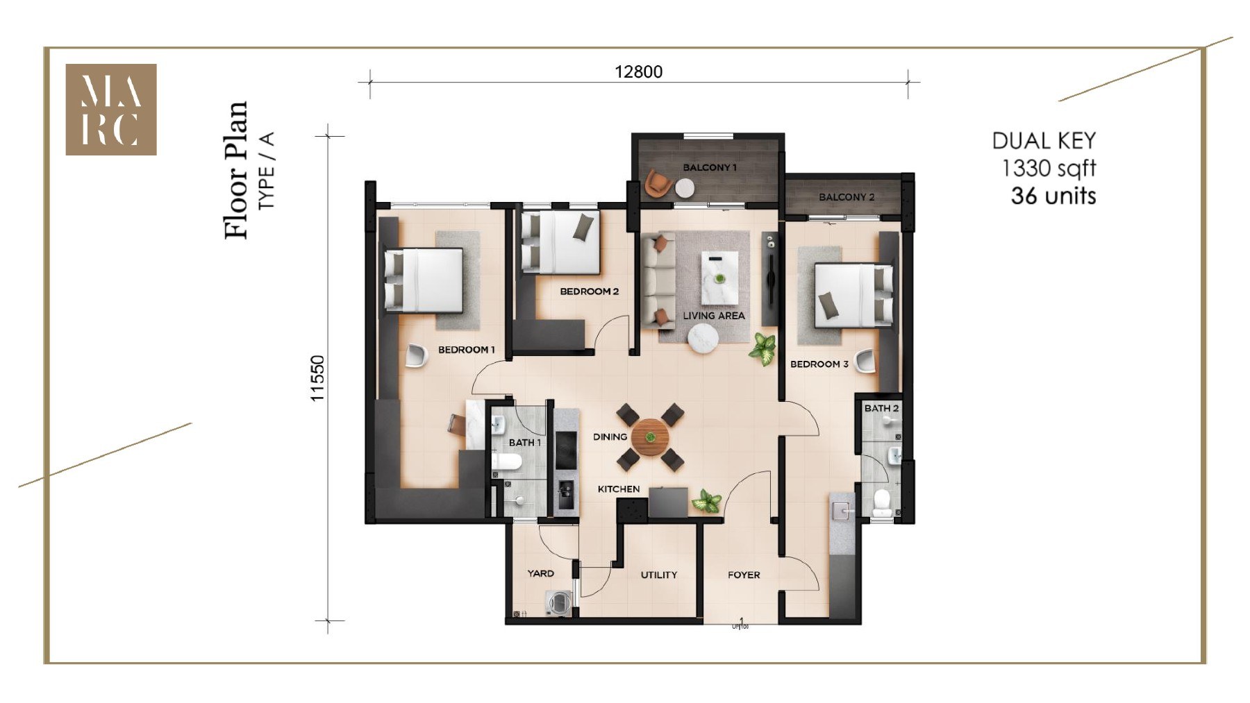 Marc Residences Type A floor plan