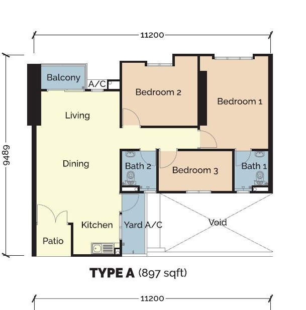 Montview Residences Type A floor plan