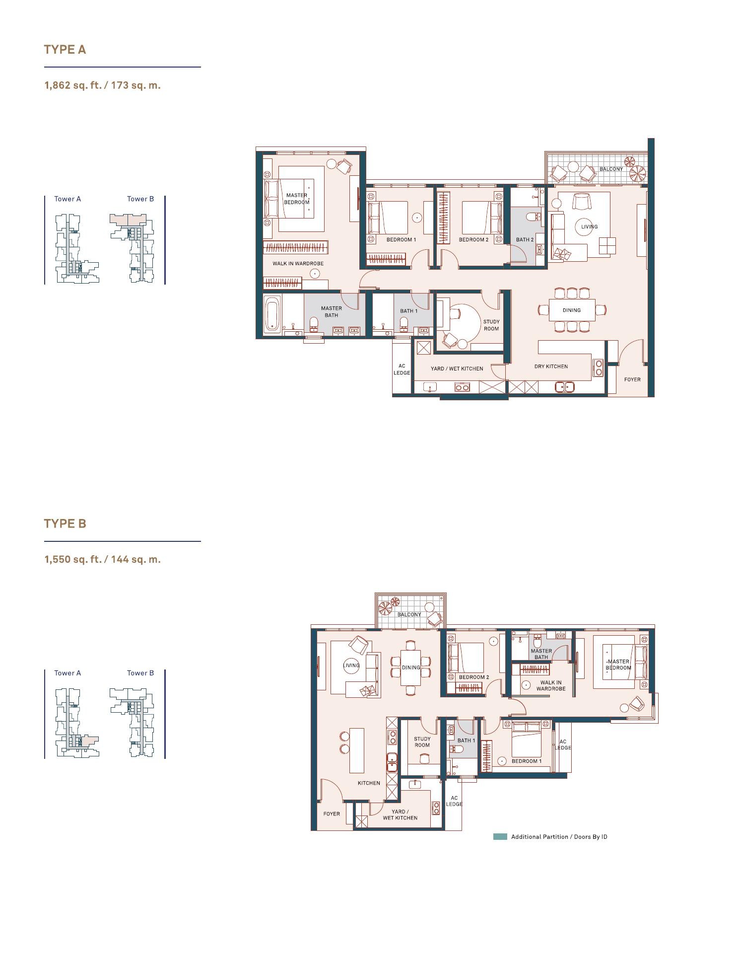 Muze at PICC Types A and B floor plans