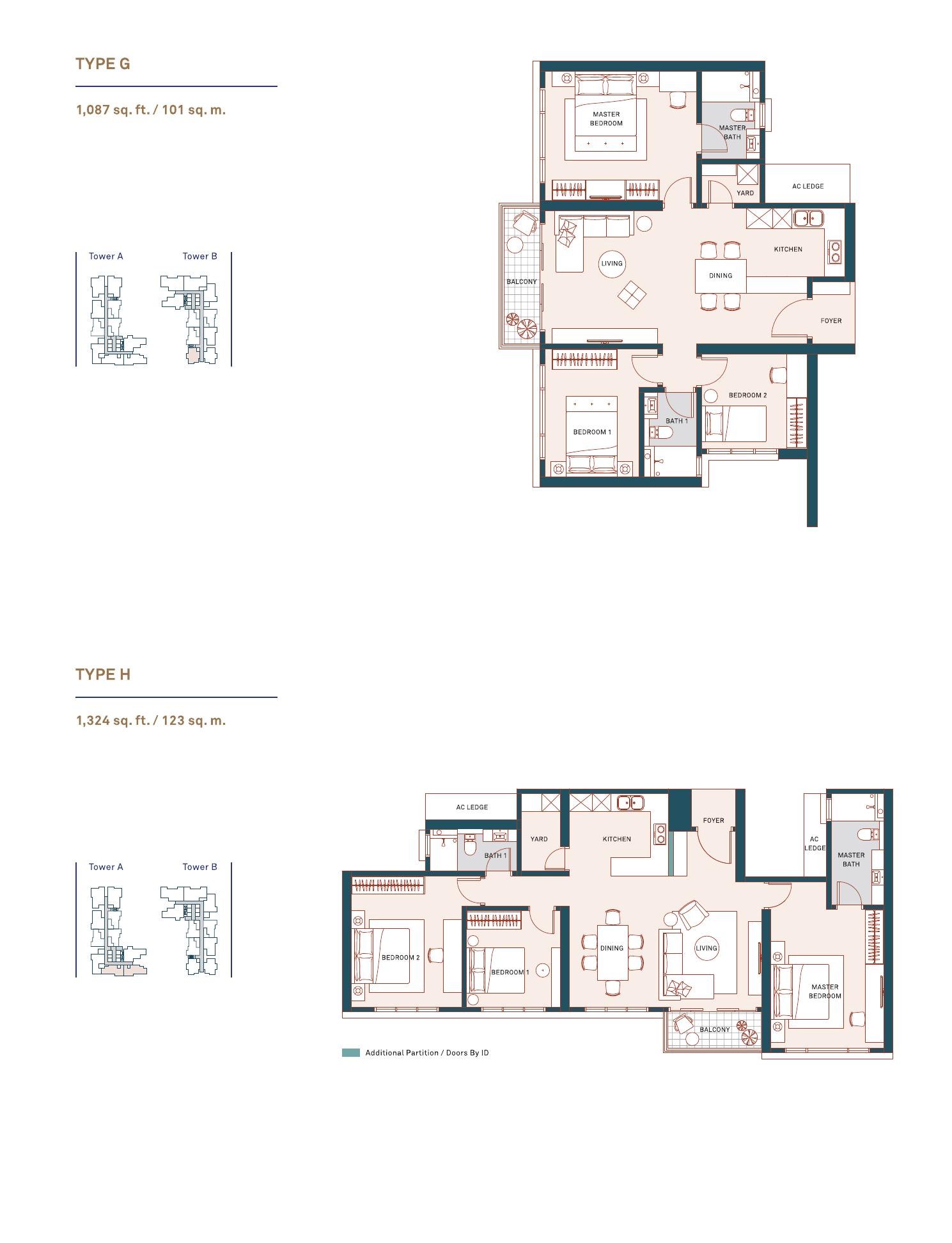Muze at PICC Types G and H floor plans