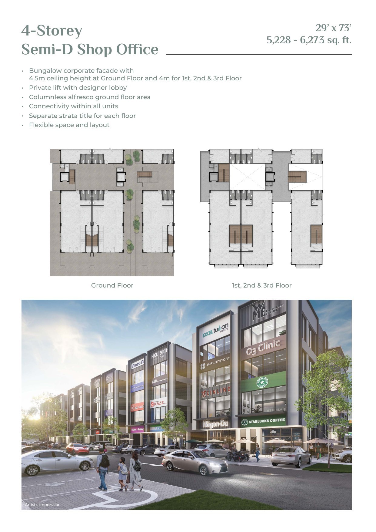 Puncak City semi-detached shop-office floor plan