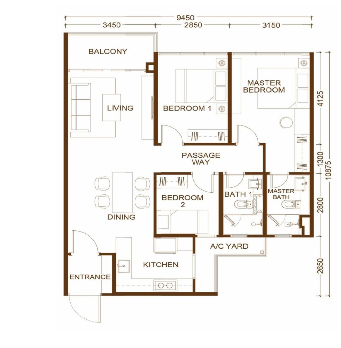 Queens Residences Q3 Type B floor plan