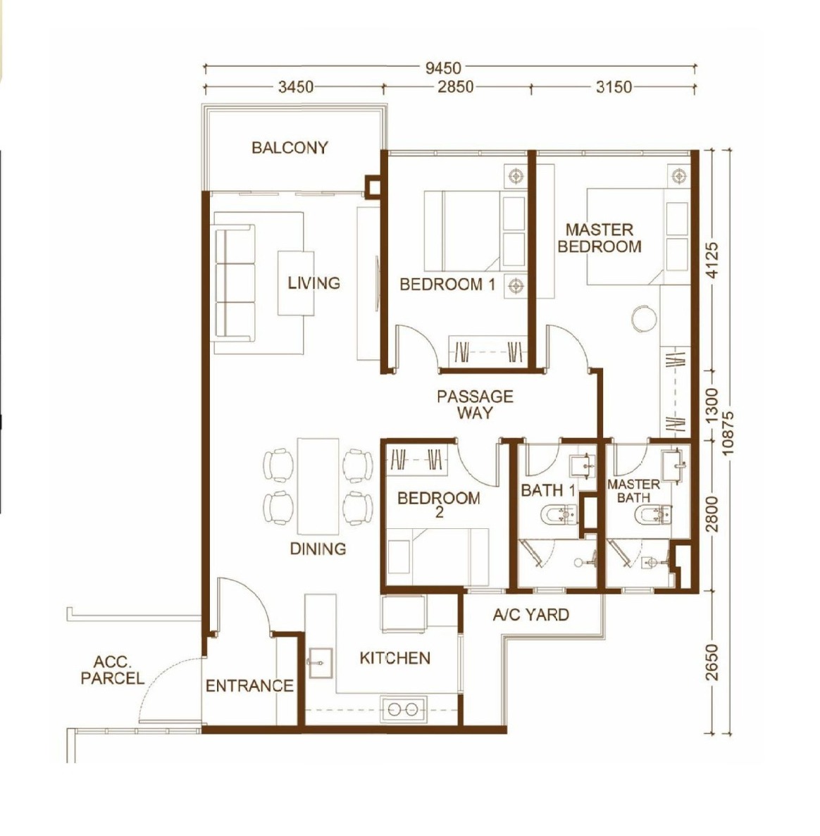 Queens Residences Q3 Type B1 floor plan