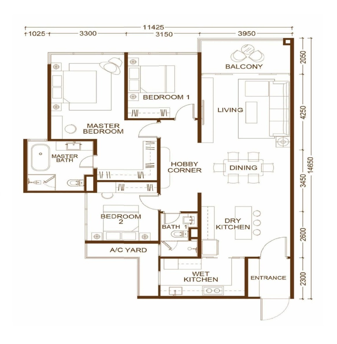 Queens Residences Q3 Type D floor plan