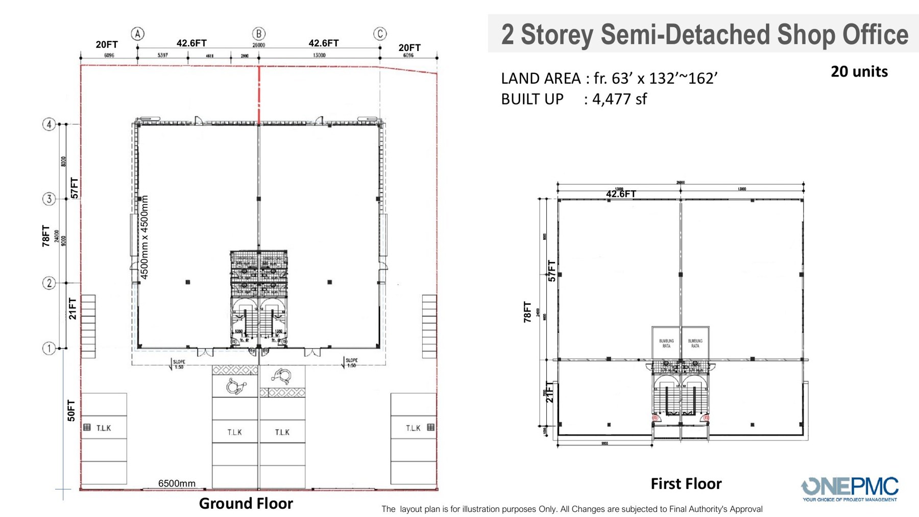 Regalway commercial semi-detached shop-office plan