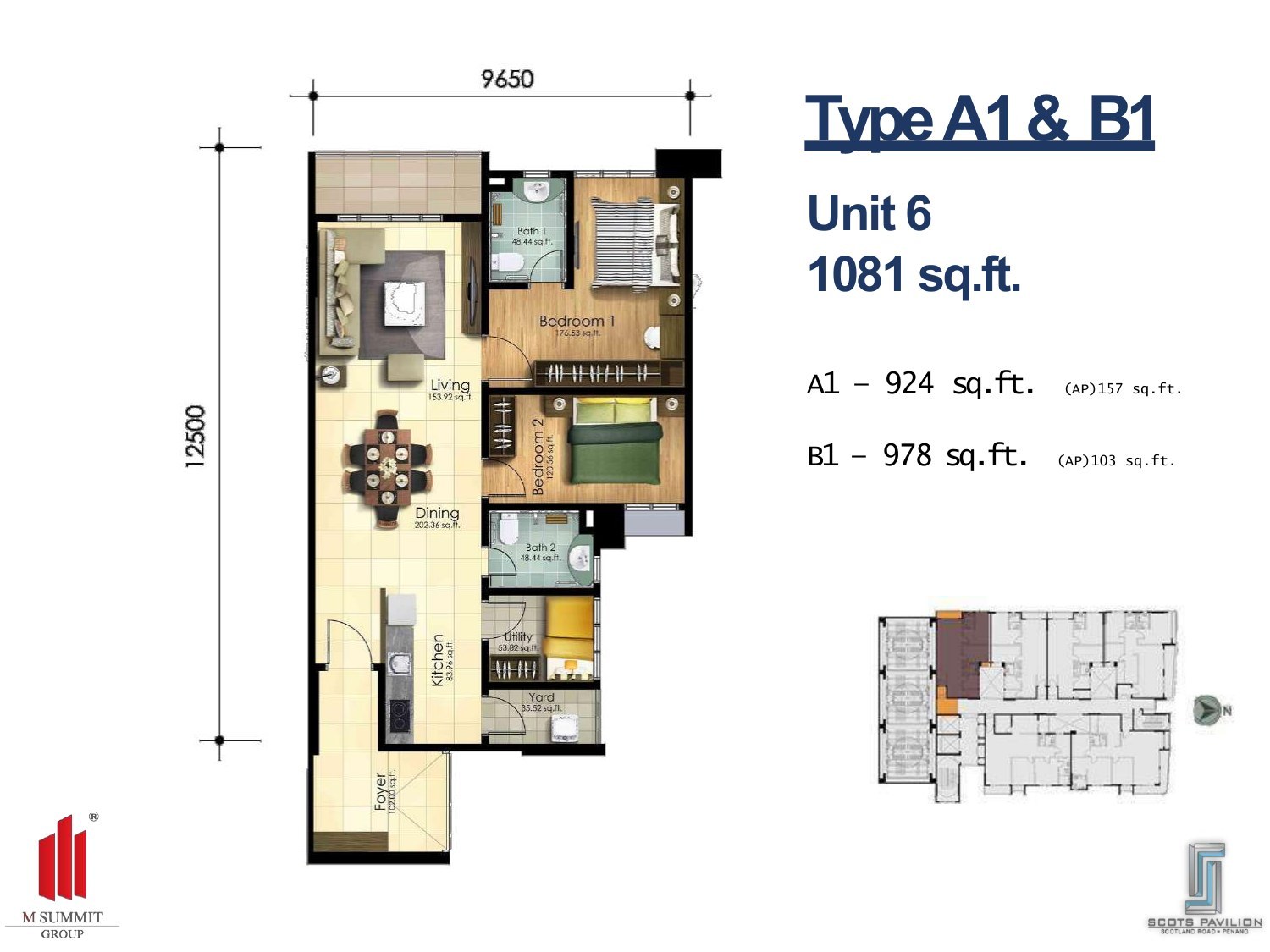 Scots Pavilion Type A and B floor plan