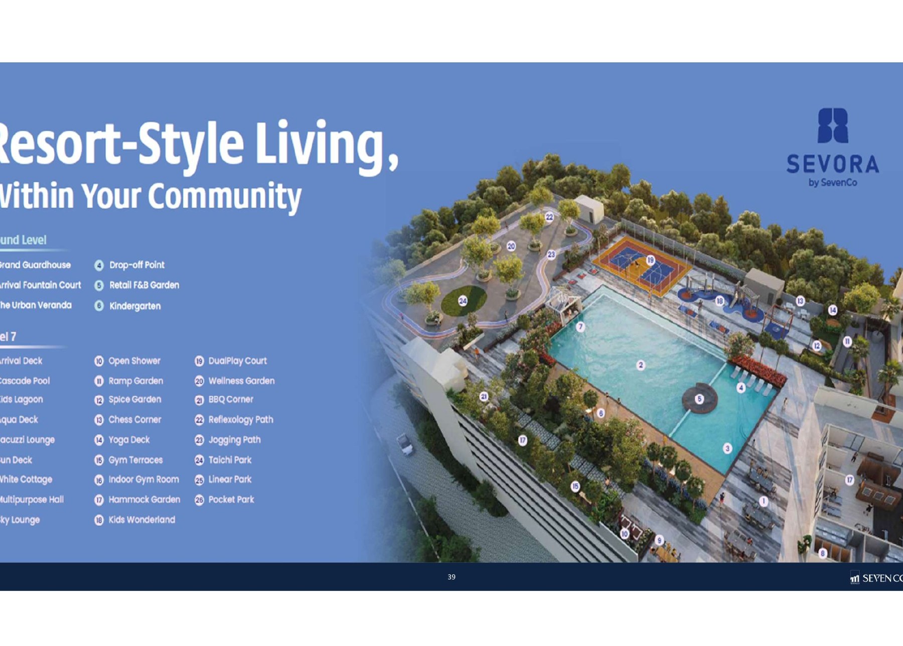 Sevora — Resort-style facilities plan