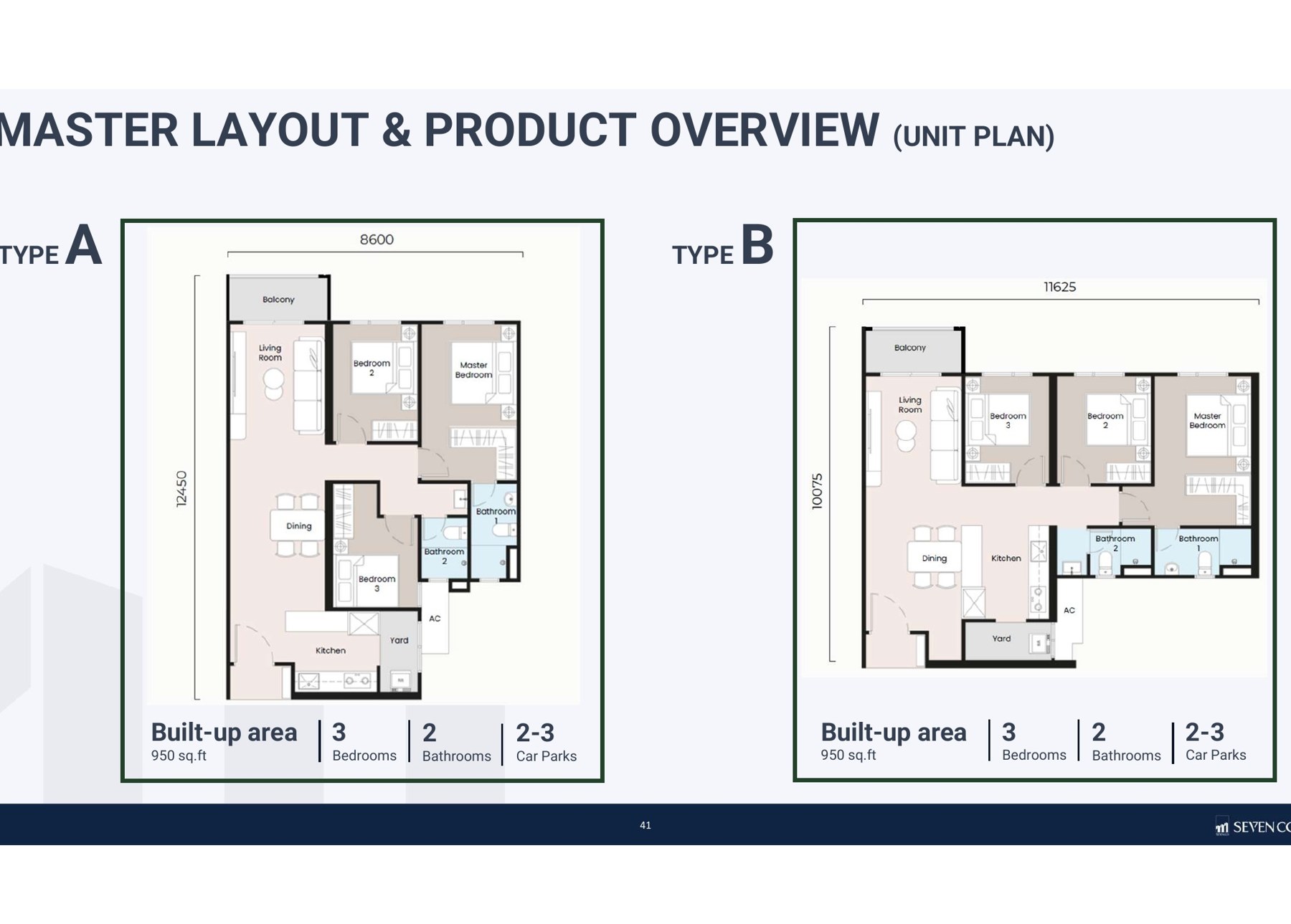 Sevora three-bedroom unit plans