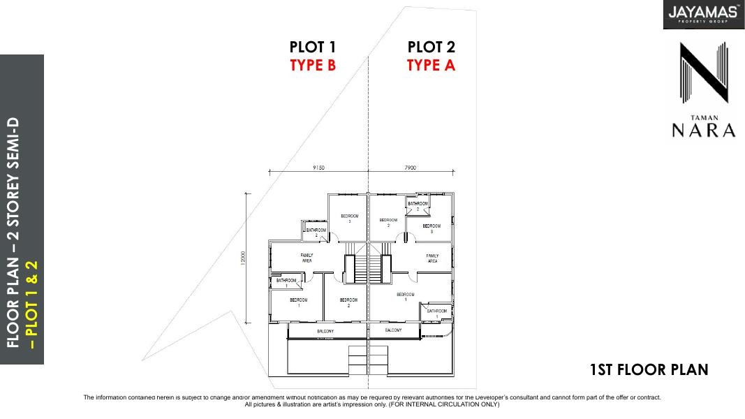 Taman Nara semi-detached first floor plans