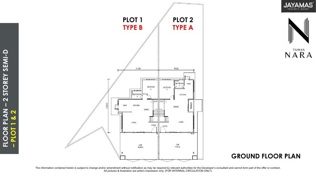 Taman Nara semi-detached ground floor plans