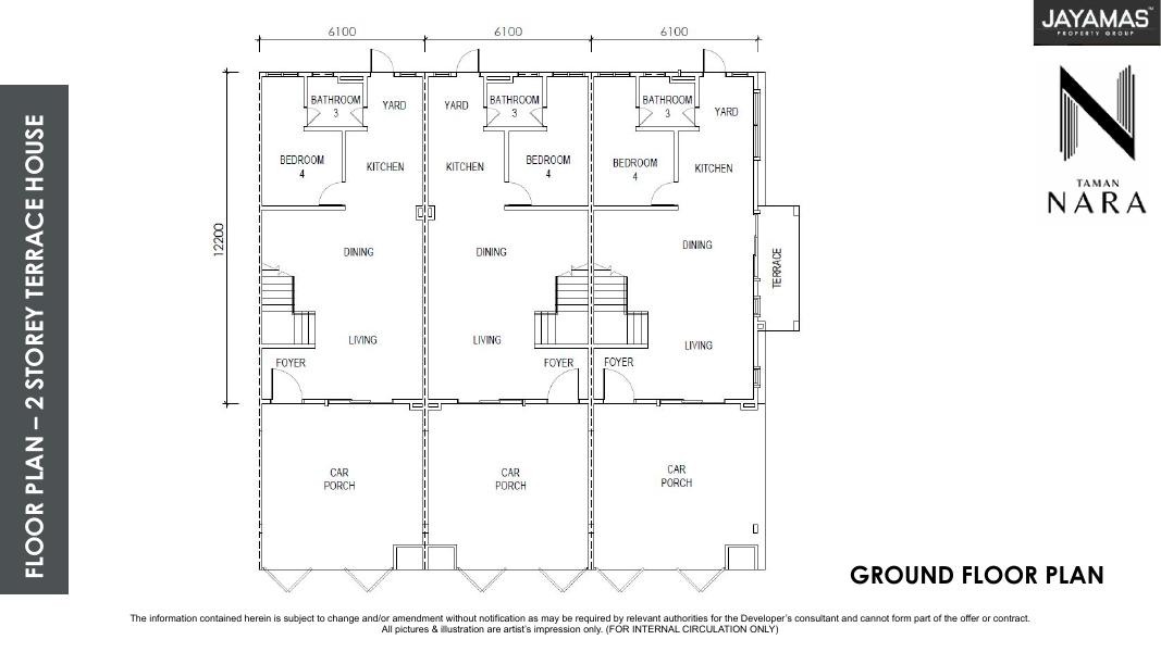 Taman Nara terrace ground floor plan