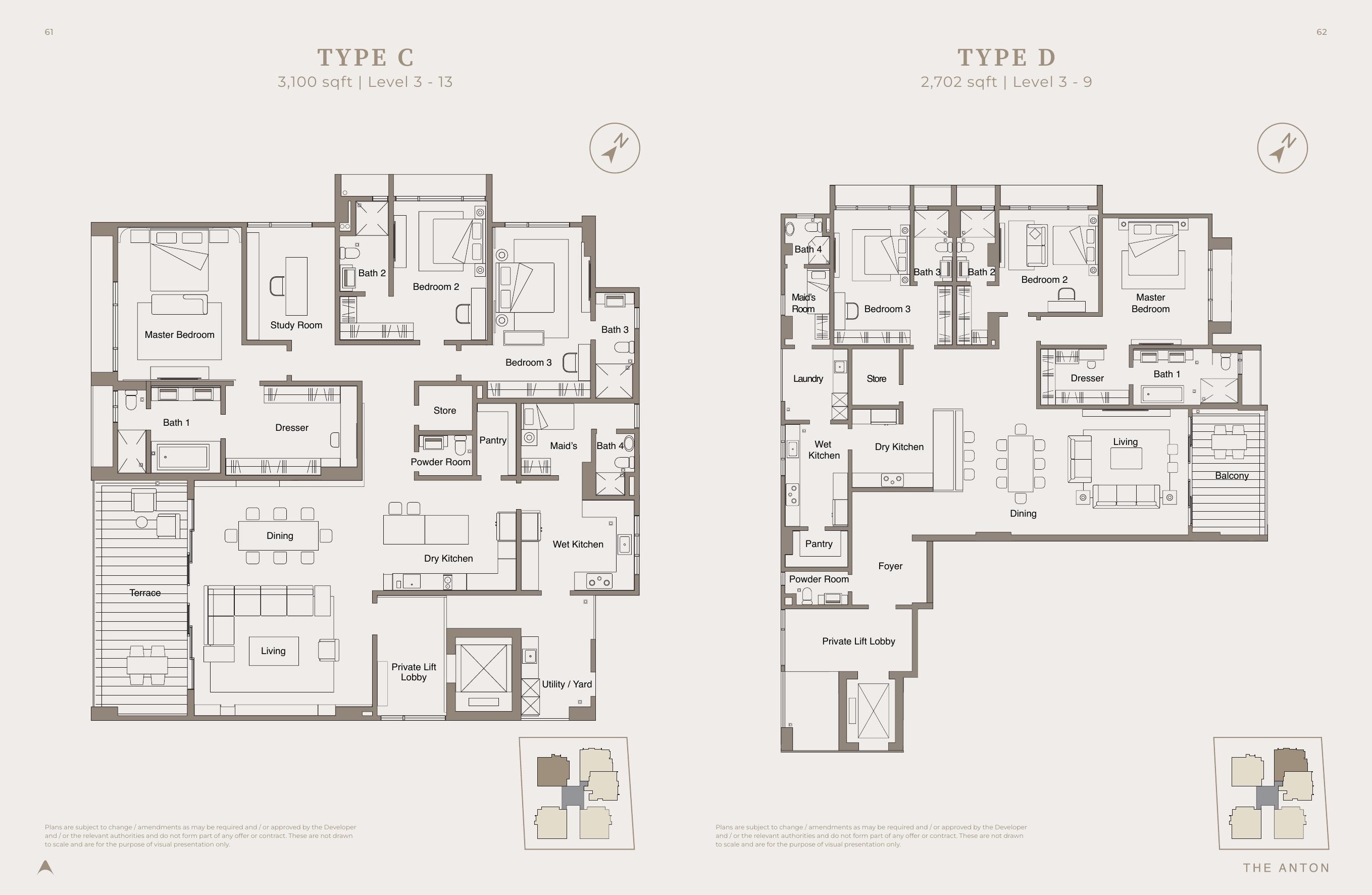 The Anton Type C and Type D floor plans