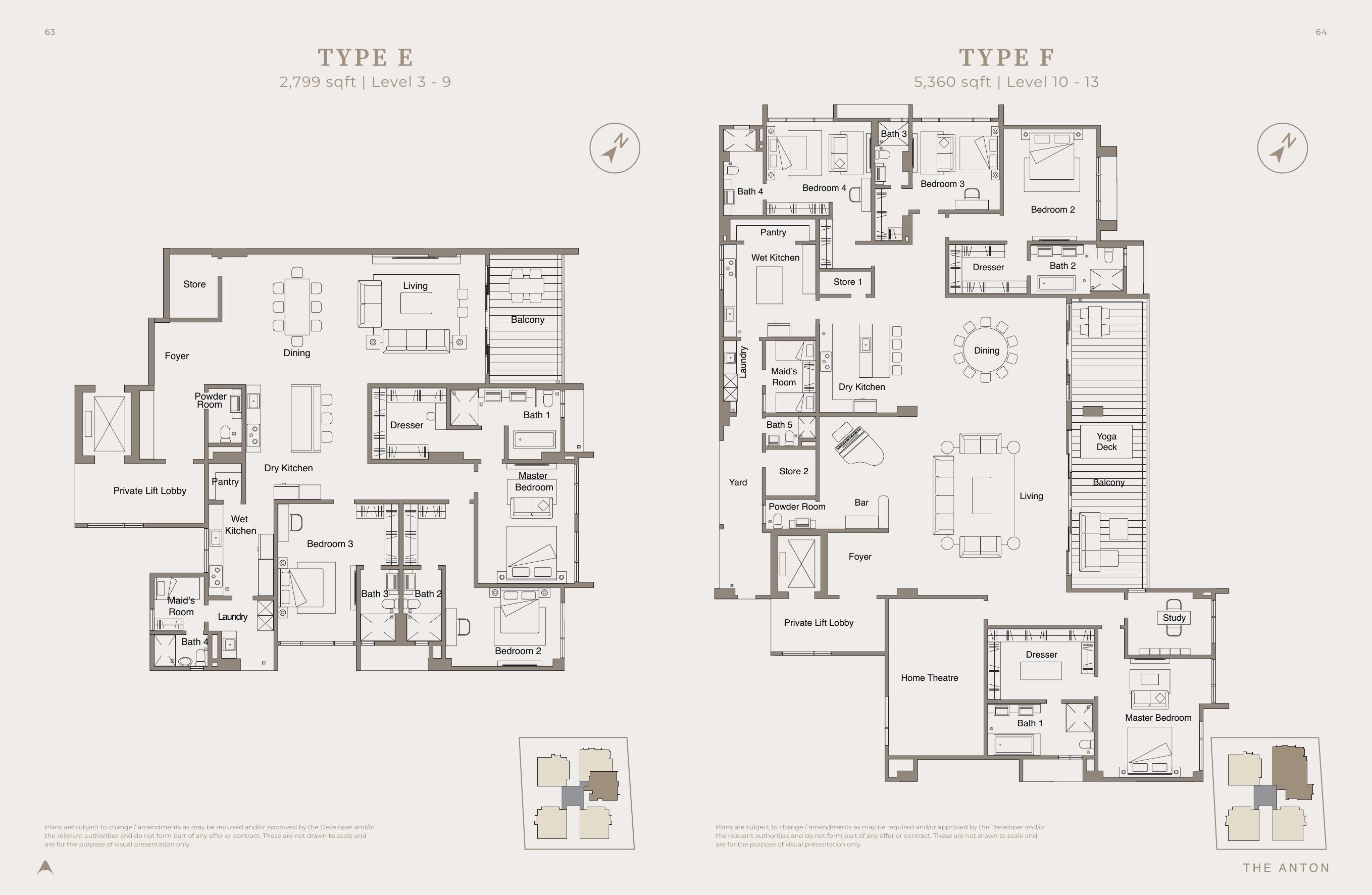 The Anton Type E and Type F floor plans
