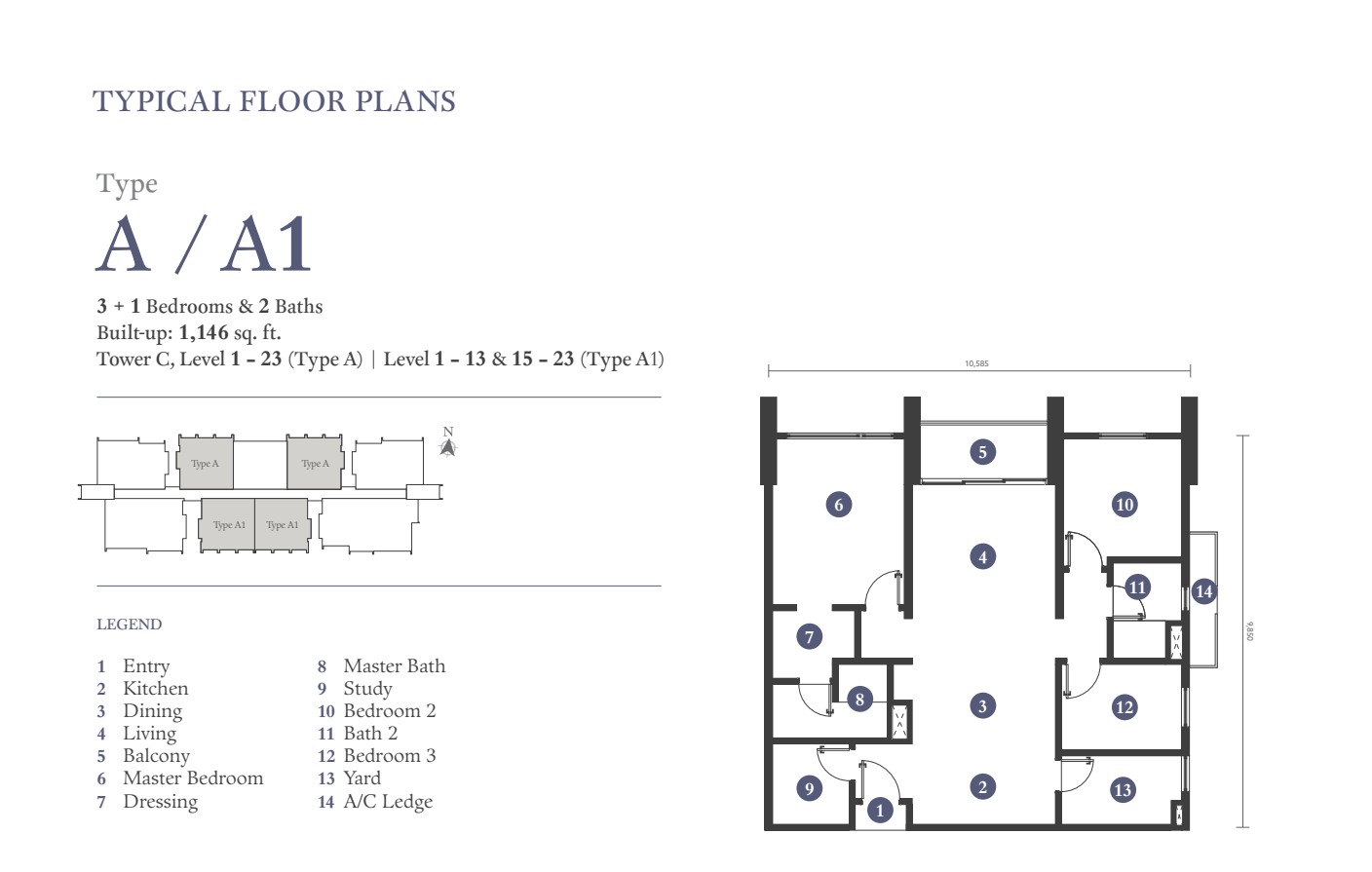 Triuni Residences Tower C Type A and A1 floor plan