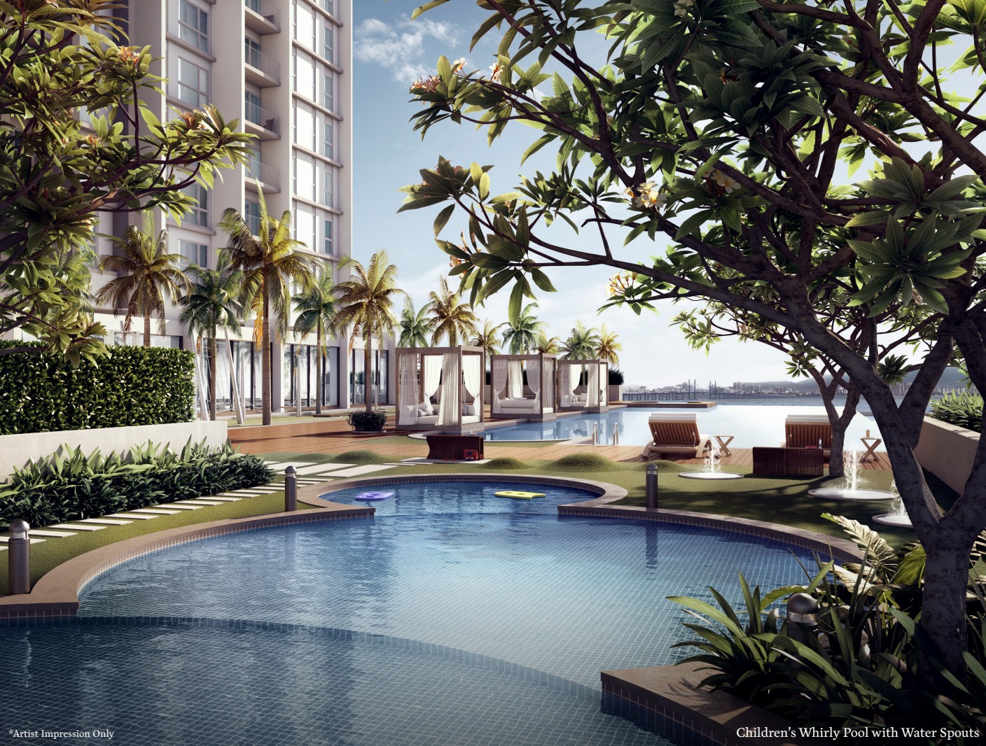 Triuni Residences — Children’s pool and leisure deck
