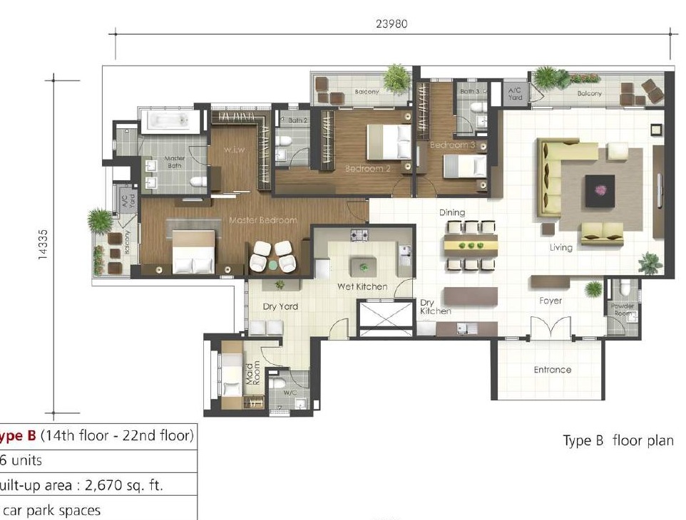 Valencia Residence Type B floor plan